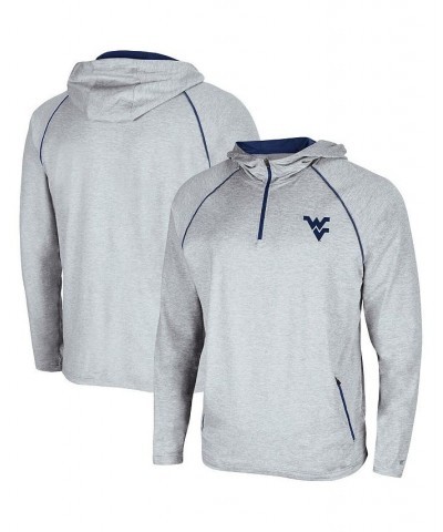 Men's Heathered Gray West Virginia Mountaineers Timeline Raglan Quarter-Zip Hoodie $37.09 Sweatshirt