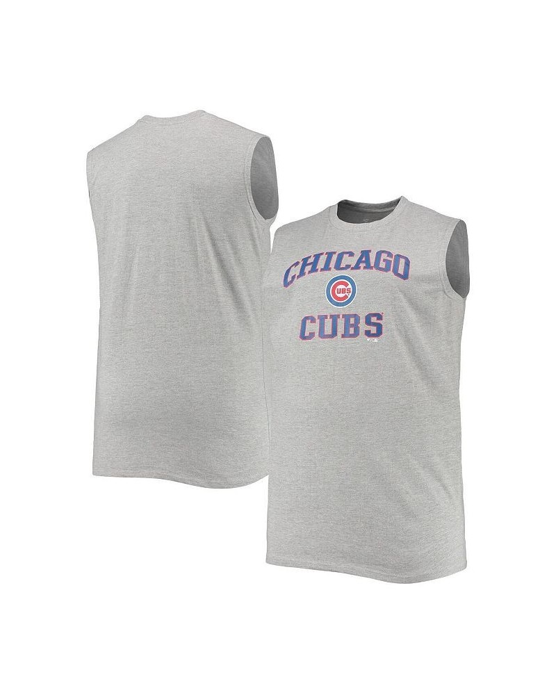 Men's Heathered Gray Chicago Cubs Big and Tall Jersey Muscle Tank Top $24.29 T-Shirts