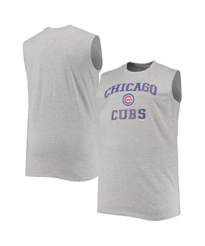 Men's Heathered Gray Chicago Cubs Big and Tall Jersey Muscle Tank Top $24.29 T-Shirts