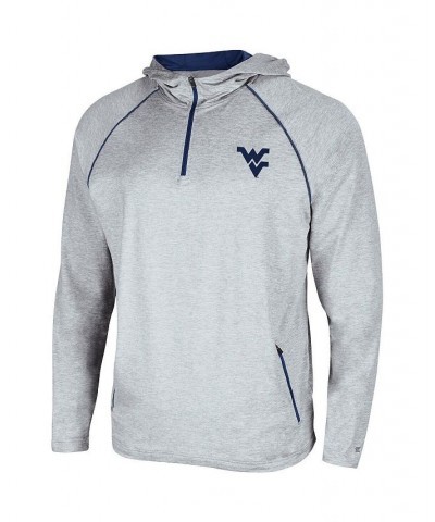 Men's Heathered Gray West Virginia Mountaineers Timeline Raglan Quarter-Zip Hoodie $37.09 Sweatshirt