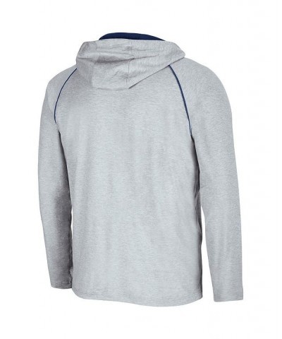 Men's Heathered Gray West Virginia Mountaineers Timeline Raglan Quarter-Zip Hoodie $37.09 Sweatshirt