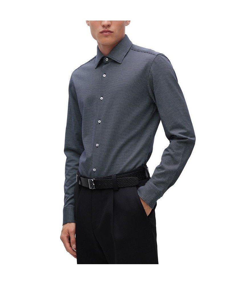 Men's Slim-Fit Micro-Patterned Shirt Blue $49.18 Dress Shirts