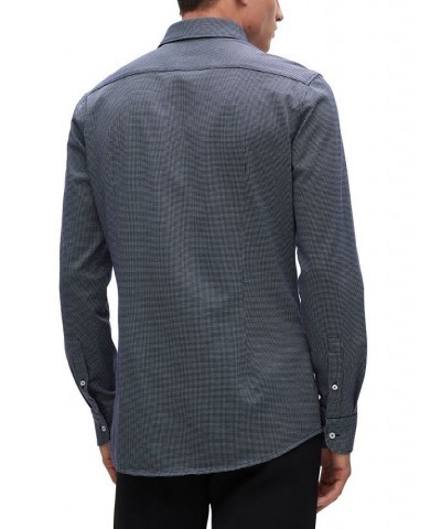 Men's Slim-Fit Micro-Patterned Shirt Blue $49.18 Dress Shirts