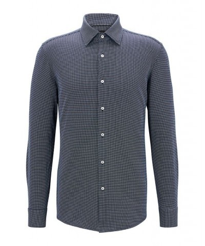 Men's Slim-Fit Micro-Patterned Shirt Blue $49.18 Dress Shirts