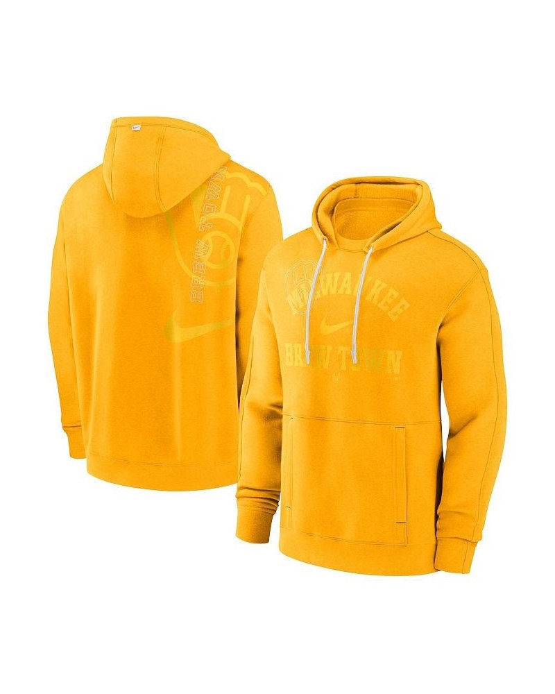 Men's Gold Milwaukee Brewers Statement Ball Game Pullover Hoodie $47.30 Sweatshirt