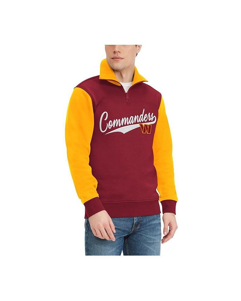 Men's Burgundy, Gold Washington Commanders Aiden Quarter-Zip Top $46.80 Sweatshirt