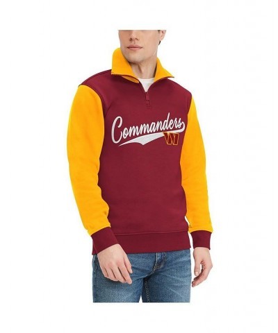 Men's Burgundy, Gold Washington Commanders Aiden Quarter-Zip Top $46.80 Sweatshirt