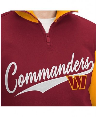 Men's Burgundy, Gold Washington Commanders Aiden Quarter-Zip Top $46.80 Sweatshirt