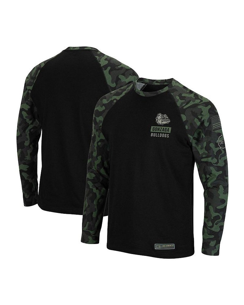 Men's Black Gonzaga Bulldogs OHT Military-Inspired Appreciation Camo Raglan Long Sleeve T-shirt $29.99 T-Shirts