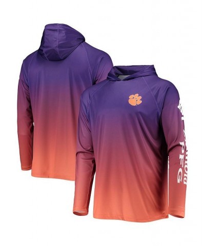 Men's PFG Purple Clemson Tigers Terminal Tackle Omni-Shade UPF 50 Long Sleeve Hooded Top $35.00 T-Shirts