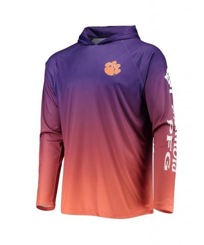 Men's PFG Purple Clemson Tigers Terminal Tackle Omni-Shade UPF 50 Long Sleeve Hooded Top $35.00 T-Shirts