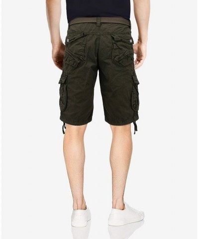 Men's Belted Snap Pocket Cargo Shorts Green $27.55 Shorts