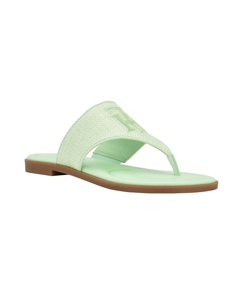 Women's Monta Flat Thong Sandals Green $41.25 Shoes