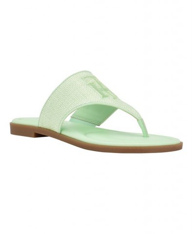 Women's Monta Flat Thong Sandals Green $41.25 Shoes