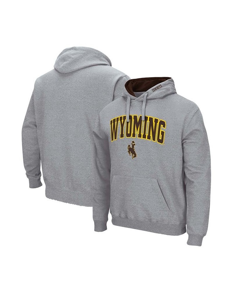 Men's Heathered Gray Wyoming Cowboys Arch and Logo Pullover Hoodie $23.64 Sweatshirt