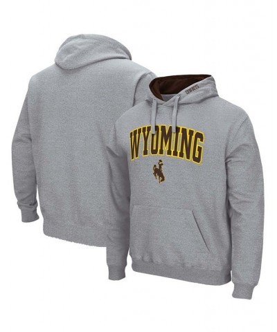 Men's Heathered Gray Wyoming Cowboys Arch and Logo Pullover Hoodie $23.64 Sweatshirt