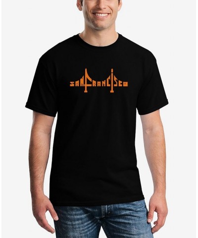 Men's San Francisco Bridge Word Art Short Sleeve T-shirt Black $16.45 T-Shirts