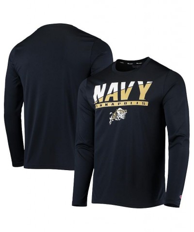 Men's Navy Navy Midshipmen Wordmark Slash Long Sleeve T-shirt $25.19 T-Shirts