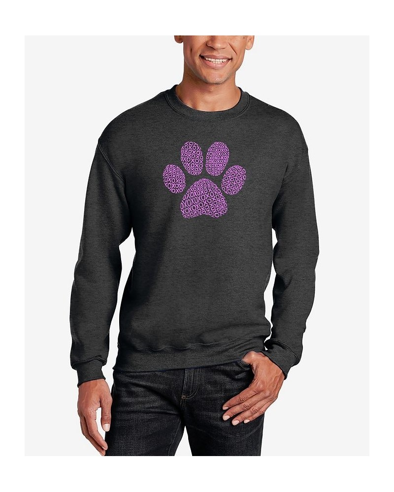 Men's XOXO Dog Paw Word Art Crew Neck Sweatshirt Gray $28.49 Sweatshirt