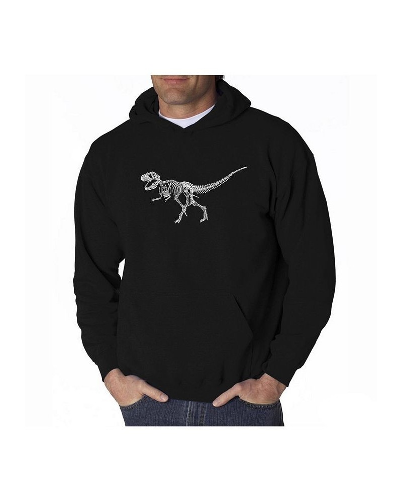 Men's Word Art Hooded Sweatshirt - Dinosaur T-Rex Skeleton Black $34.79 Sweatshirt