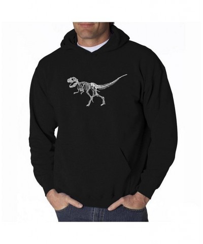 Men's Word Art Hooded Sweatshirt - Dinosaur T-Rex Skeleton Black $34.79 Sweatshirt