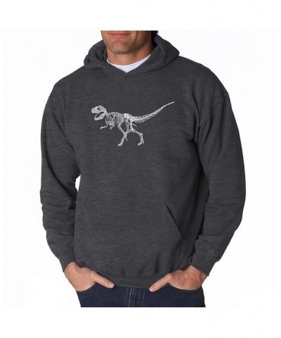 Men's Word Art Hooded Sweatshirt - Dinosaur T-Rex Skeleton Black $34.79 Sweatshirt