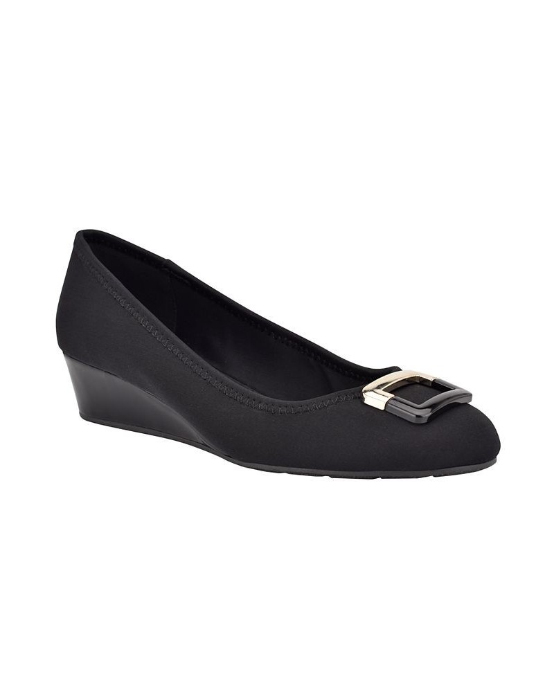 Women's Tad Wedge Pumps Black $46.28 Shoes