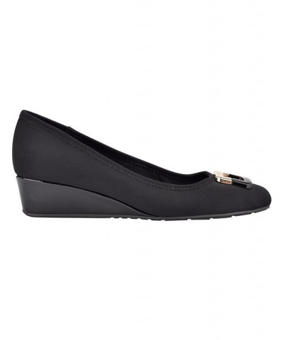 Women's Tad Wedge Pumps Black $46.28 Shoes