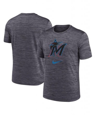 Men's Black Miami Marlins Logo Velocity Performance T-shirt $23.50 T-Shirts