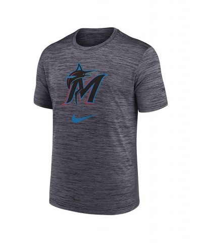 Men's Black Miami Marlins Logo Velocity Performance T-shirt $23.50 T-Shirts