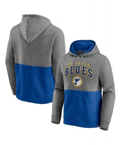 Men's Branded Heathered Gray, Blue St. Louis Blues Block Party Classic Arch Signature Pullover Hoodie $34.40 Sweatshirt