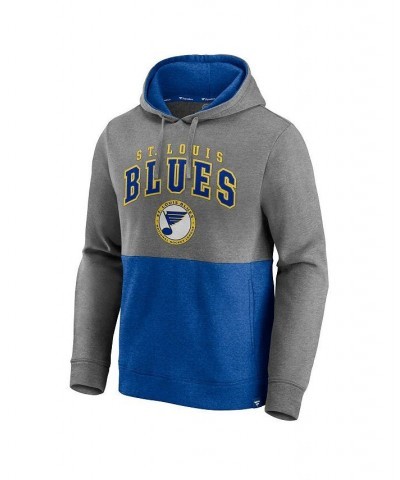 Men's Branded Heathered Gray, Blue St. Louis Blues Block Party Classic Arch Signature Pullover Hoodie $34.40 Sweatshirt