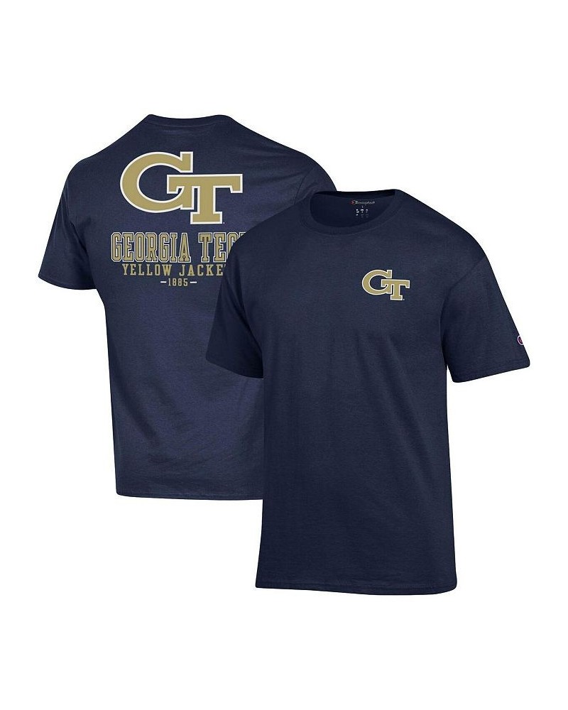 Men's Navy Georgia Tech Yellow Jackets Stack 2-Hit T-shirt $20.25 T-Shirts