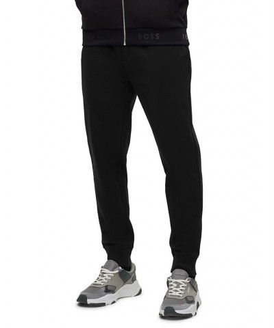 BOSS Men's Cotton-Blend Logo Waistband Tracksuit Bottoms Black $72.80 Pants