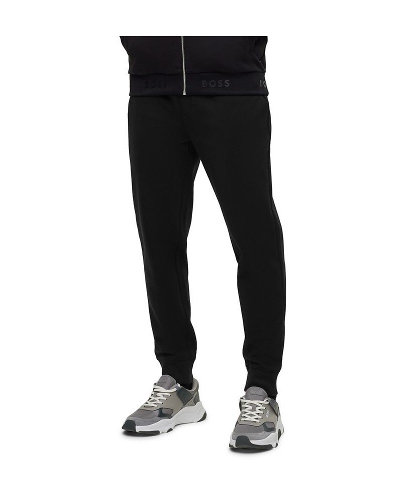 BOSS Men's Cotton-Blend Logo Waistband Tracksuit Bottoms Black $72.80 Pants