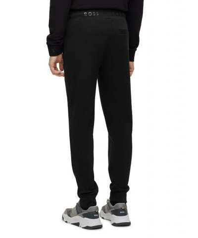 BOSS Men's Cotton-Blend Logo Waistband Tracksuit Bottoms Black $72.80 Pants