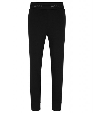 BOSS Men's Cotton-Blend Logo Waistband Tracksuit Bottoms Black $72.80 Pants