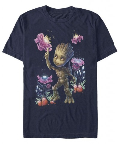 Men's Groot Plants No Background Short Sleeve Crew T-shirt Blue $20.29 T-Shirts