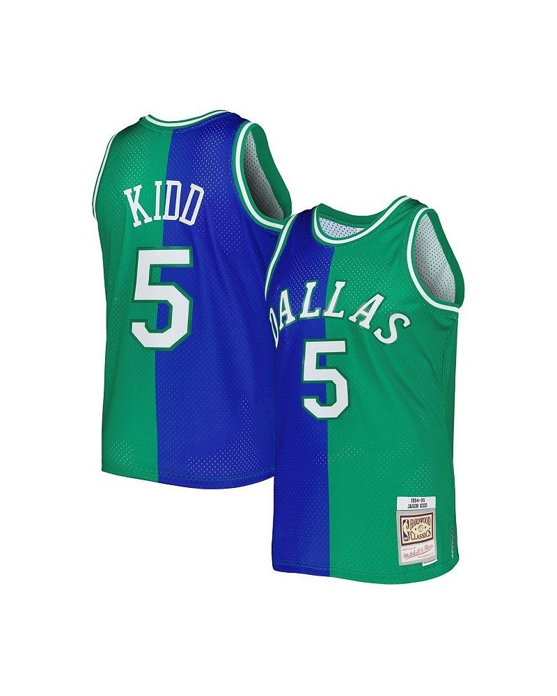 Men's Jason Kidd Blue, Green Dallas Mavericks Hardwood Classics 1994-95 Split Swingman Jersey $36.63 Jersey