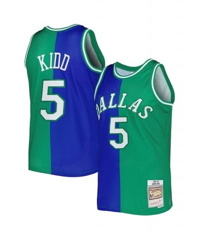 Men's Jason Kidd Blue, Green Dallas Mavericks Hardwood Classics 1994-95 Split Swingman Jersey $36.63 Jersey