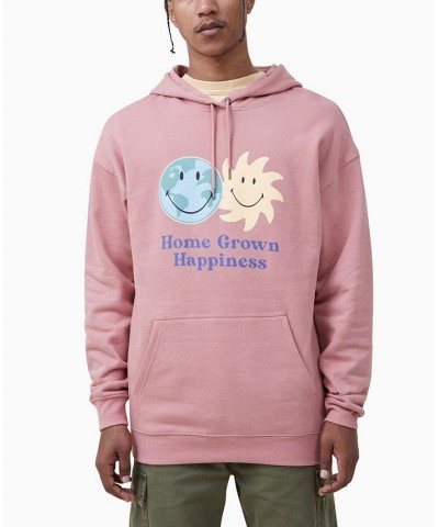 Men's Smiley Fleece Pullover Sweatshirt Pink $35.39 Sweatshirt