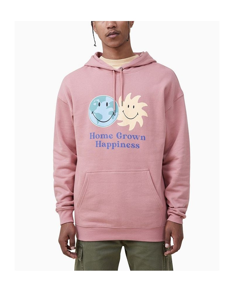 Men's Smiley Fleece Pullover Sweatshirt Pink $35.39 Sweatshirt