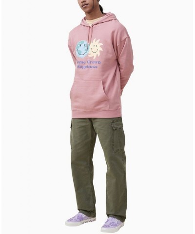 Men's Smiley Fleece Pullover Sweatshirt Pink $35.39 Sweatshirt