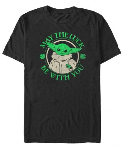 Men's Luck of The Grogu Short Sleeve Crew T-shirt Black $14.70 T-Shirts