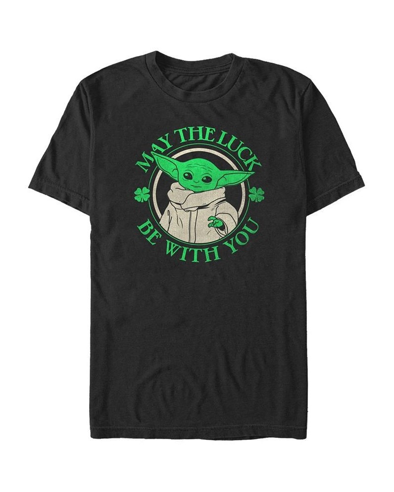 Men's Luck of The Grogu Short Sleeve Crew T-shirt Black $14.70 T-Shirts