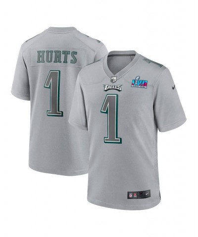 Men's Jalen Hurts Gray Philadelphia Eagles Super Bowl LVII Patch Atmosphere Fashion Game Jersey $64.00 Jersey