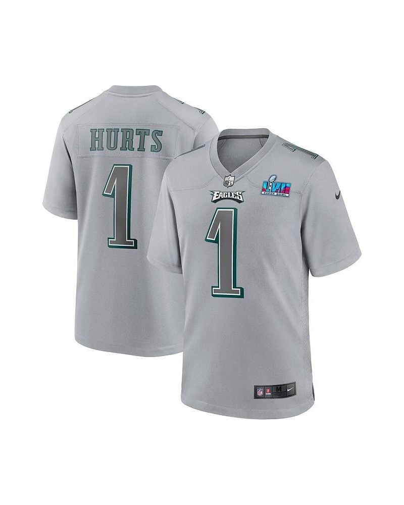 Men's Jalen Hurts Gray Philadelphia Eagles Super Bowl LVII Patch Atmosphere Fashion Game Jersey $64.00 Jersey