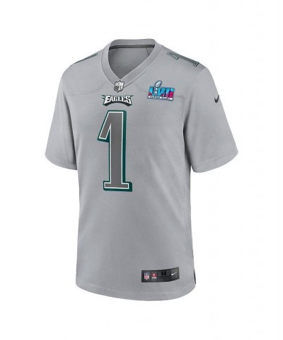 Men's Jalen Hurts Gray Philadelphia Eagles Super Bowl LVII Patch Atmosphere Fashion Game Jersey $64.00 Jersey