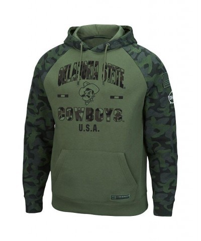 Men's Olive, Camo Oklahoma State Cowboys OHT Military-Inspired Appreciation Raglan Pullover Hoodie $33.05 Sweatshirt