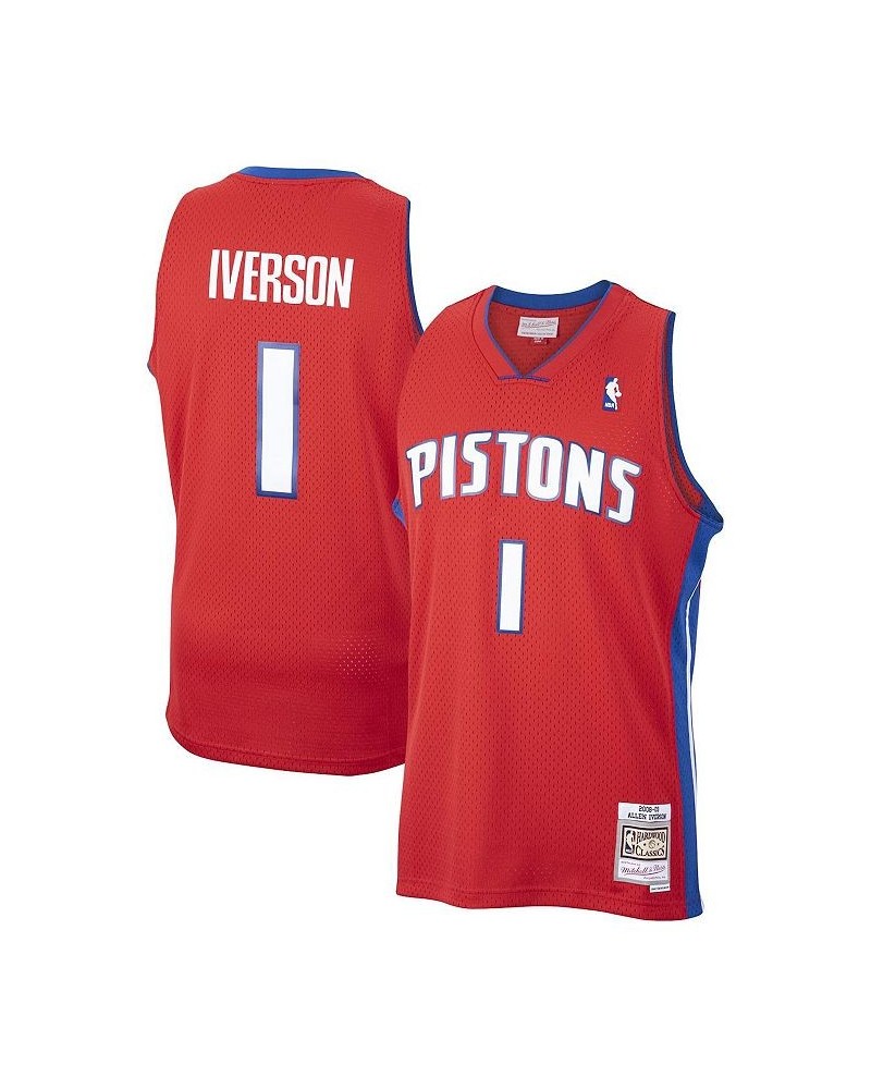 Men's Allen Iverson Red Detroit Pistons 2008-09 Hardwood Classics Swingman Jersey $68.15 Jersey